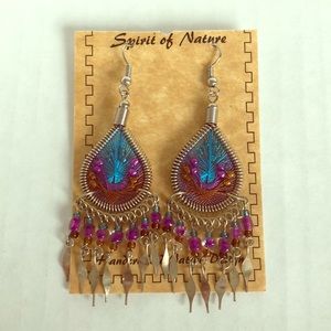 Handcrafted dangle earrings with beading